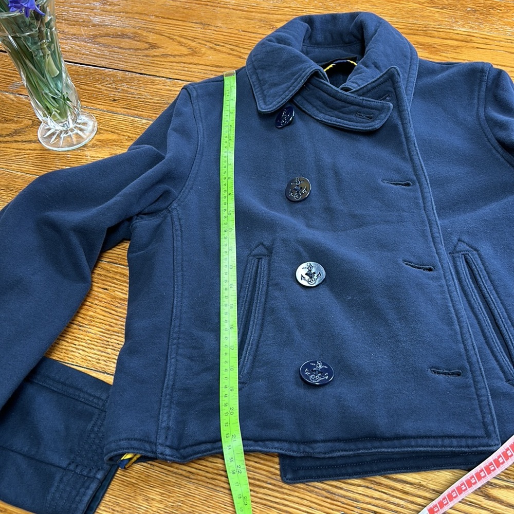 Ralph Lauren Rugby navy blue knit jacket. Blue buttons w/anchors. Size Large - Picture 11 of 12